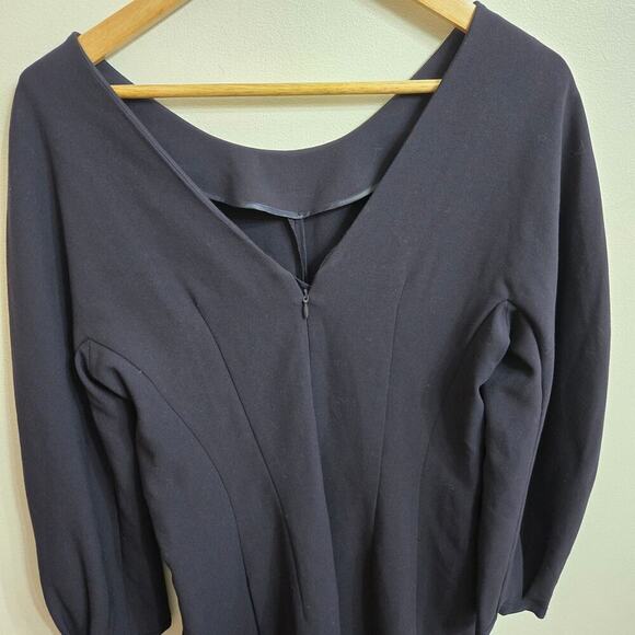 NWT Massimo Dutti Women's Navy Midi Dress Size 6 Puff Sleeve Old Money Workwear - Picture 6 of 12